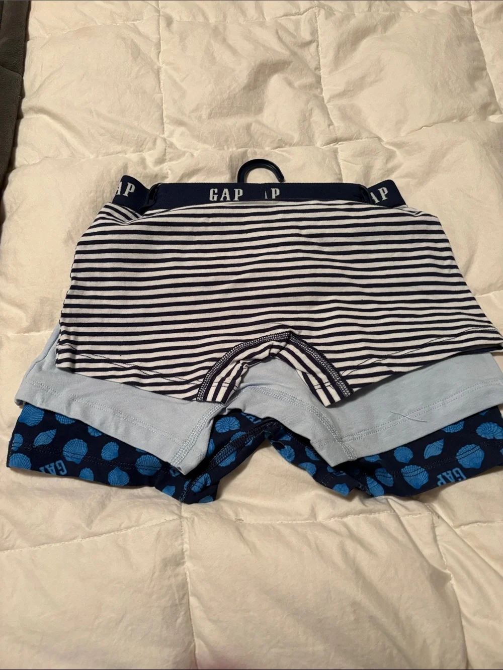 GAP Kids Navy and Light Blue Shell Print Boxer Briefs 3-Pack